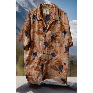 VTG Joe Martin Tropical Vacation Hawaiian Shirt Mens PlumTree Boat xl